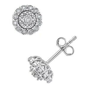 Women's Men's New Sterling Silver Stud Earrings (1/10 Ct. )